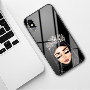 Perfectly girl's Back Glass Phone Case for iPhone X 6 6S 7 8 Plus XR XS MAX