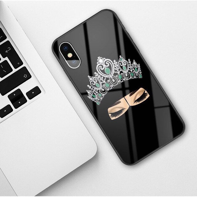 Perfectly girl's Back Glass Phone Case for iPhone X 6 6S 7 8 Plus XR XS MAX